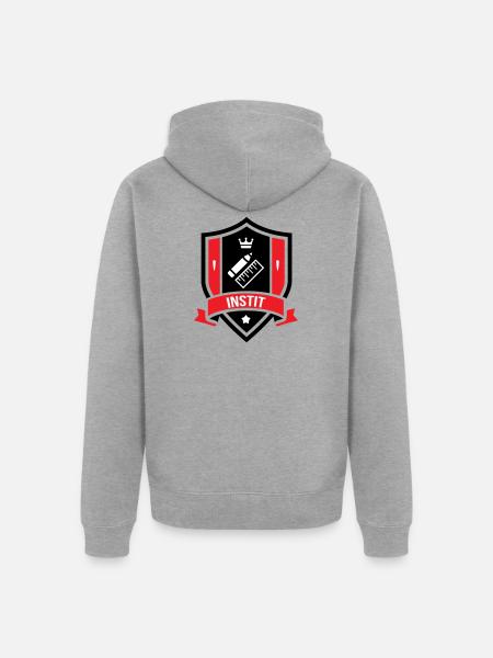 Blason Instit : L'Insigne des Maîtres d'École ! - Veste à capuche bio Premium Unisexe - gris chiné