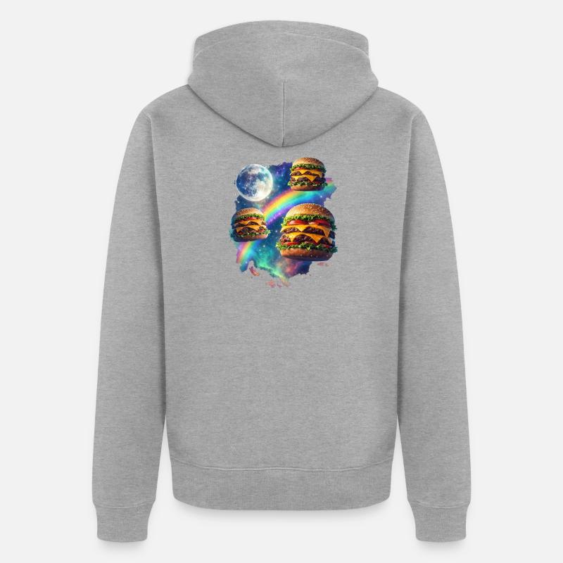 Explosion du Burger Galactique - Veste à capuche bio Premium Unisexe - gris chiné