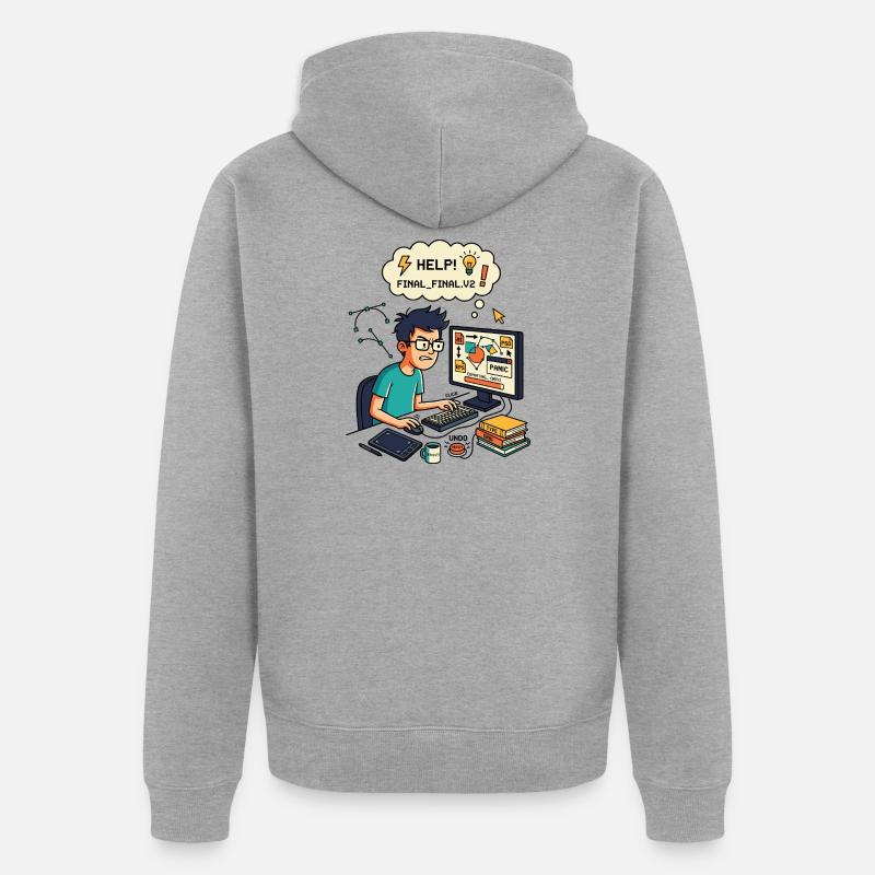 Graphiste Designer Chaos Export Panic - Veste à capuche bio Premium Unisexe - gris chiné