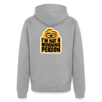 Je ne suis pas une personne du matin Lustig Müde Morgenmuffel - Veste à capuche bio Premium Unisexe - gris chiné - Dos - Nico (187cm)