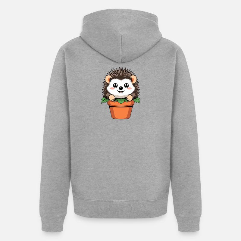 Petit hérisson de jardin en pot - Veste à capuche bio Premium Unisexe - gris chiné