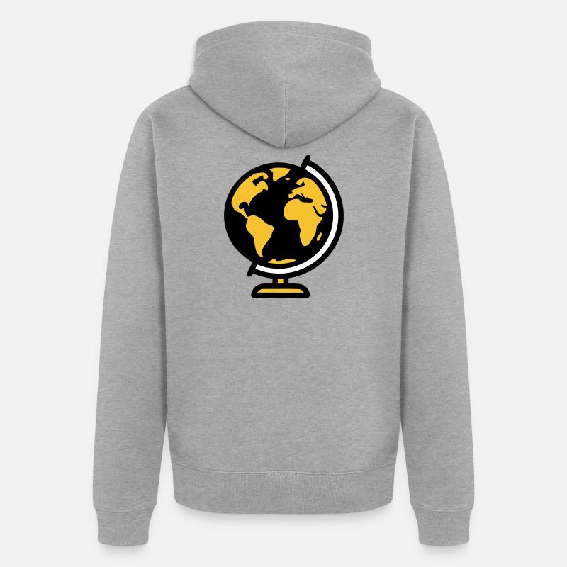 Globus Weltkugel Erde Schule - Unisex Premium Bio Zip Hoodie - Grau meliert