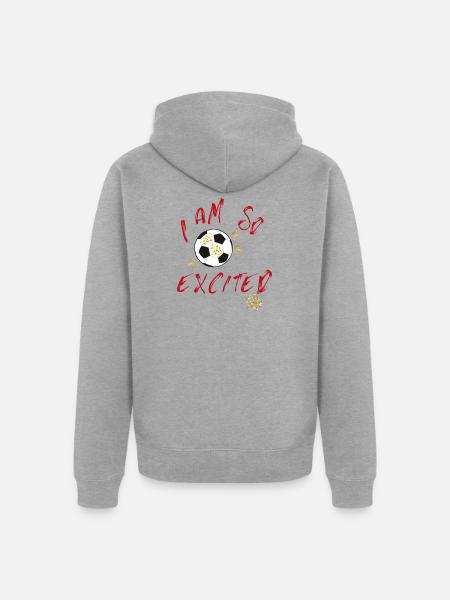 Ich bin so aufgeregt Fußballjubel - Unisex Premium Bio Zip Hoodie - Grau meliert