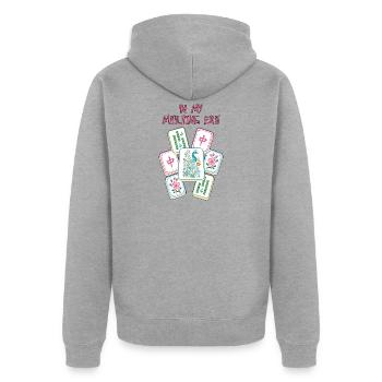 In meiner Mahjong-Ära Mahjong Spiel Social Club - Unisex Premium Bio Zip Hoodie - Grau meliert - Hinten - Nico (187cm)