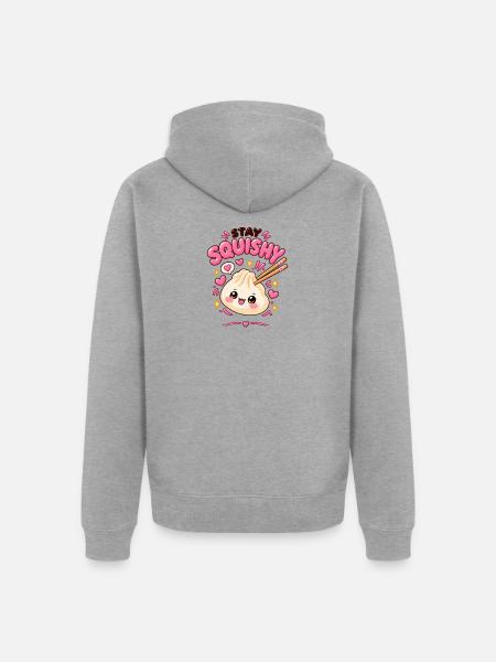 Stay Squishy Dumpling - Unisex Premium Bio Zip Hoodie - Grau meliert