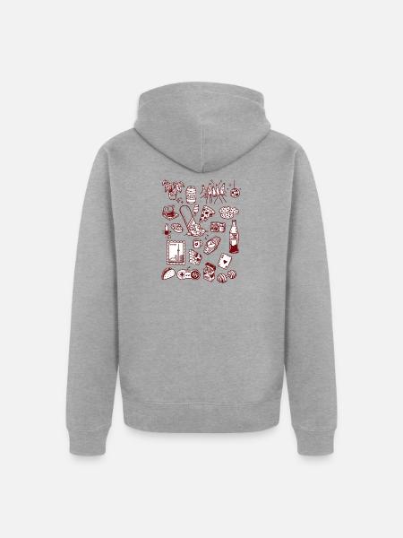 Nachtleben Snack-Doodle-Mashup - Unisex Premium Bio Zip Hoodie - Grau meliert