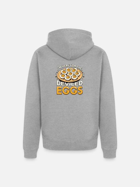 Ich bin hier für das Teufelskeier-Thanksgiving-Dinner - Unisex Premium Bio Zip Hoodie - Grau meliert