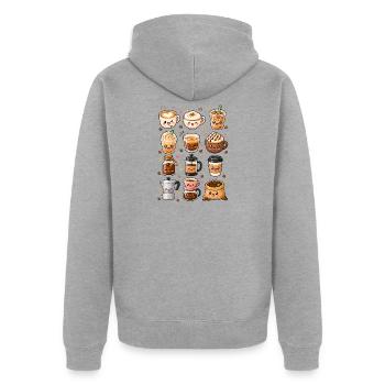 Kawaii Kaffee | Barista & Kaffeeliebe - Unisex Premium Bio Zip Hoodie - Grau meliert - Hinten - Nico (187cm)