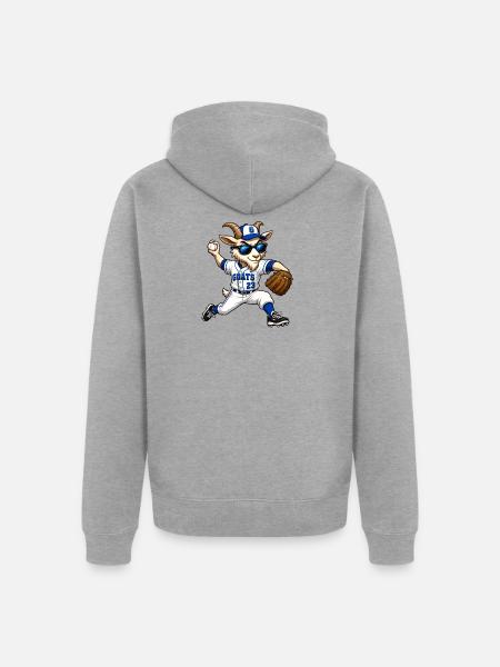 G.O.A.T. Pitcher Baseball Goat - Unisex Premium Bio Zip Hoodie - Grau meliert
