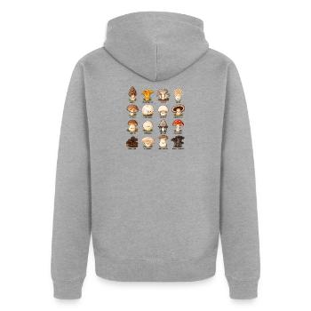Kawaii-pilzarten-chart Niedliche Pilze Sammelkunst - Unisex Premium Bio Zip Hoodie - Grau meliert - Hinten - Nico (187cm)