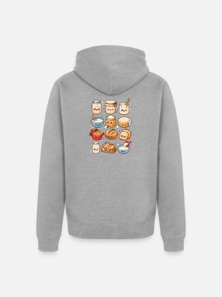 Kawaii Sauerteig | Brot & Backen - Unisex Premium Bio Zip Hoodie - Grau meliert