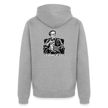 Schrödingers Katze - Unisex Premium Bio Zip Hoodie - Grau meliert - Hinten - Nico (187cm)
