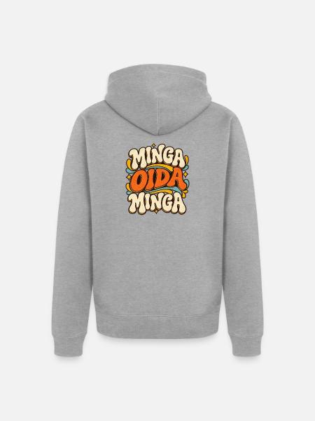 Minga Oida Minga – Retro München Spruch - Unisex Premium Bio Zip Hoodie - Grau meliert