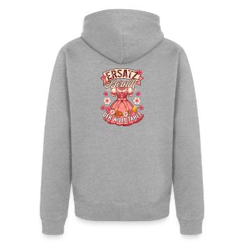 Ersatz Dirndl Der Wille Zählt Volksfest Bayern - Unisex Premium Bio Zip Hoodie - Grau meliert - Hinten - Nico (187cm)