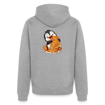 Pinguin Pfannkuchen Sirup Süßer Cartoon - Unisex Premium Bio Zip Hoodie - Grau meliert - Hinten - Nico (187cm)