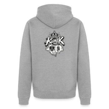 K.u.K. Doppeladler Österreich-Ungarn - Unisex Premium Bio Zip Hoodie - Grau meliert - Hinten - Nico (187cm)