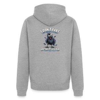 I Dont Fart - Unisex Premium Bio Zip Hoodie - Grau meliert - Hinten - Nico (187cm)