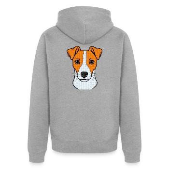 Jacky Hund - Unisex Premium Bio Zip Hoodie - Grau meliert - Hinten - Nico (187cm)