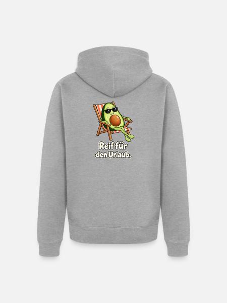 Avocado im Urlaub - Unisex Premium Bio Zip Hoodie - Grau meliert