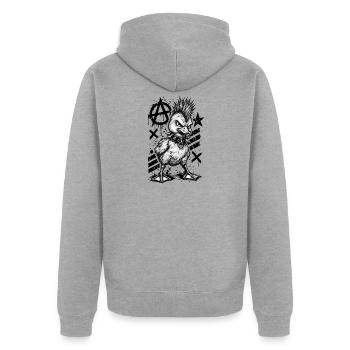 Punk Rock Duck Mohawk Anarchy Bird - Unisex Premium Bio Zip Hoodie - Grau meliert - Hinten - Nico (187cm)