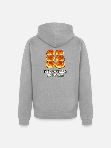 Sixpack aus Pancakes - Unisex Premium Bio Zip Hoodie - Grau meliert