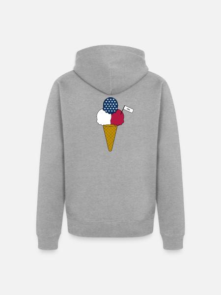 USA flag cream Eiscreme - Unisex Premium Bio Zip Hoodie - Grau meliert