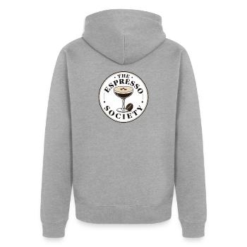 The Espresso Society Retro Kaffee - Unisex Premium Bio Zip Hoodie - Grau meliert - Hinten - Nico (187cm)