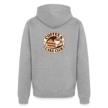 Kaffee und Kuchen Club vintage - Unisex Premium Bio Zip Hoodie - Grau meliert - Hinten - Nico (187cm)