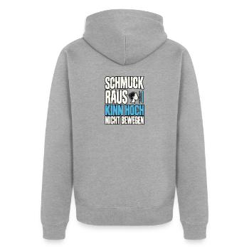 Zahnmedizinische Fachangestellte Röntgen Spruch - Unisex Premium Bio Zip Hoodie - Grau meliert - Hinten - Nico (187cm)