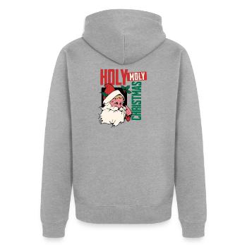 Holy Moly Christmas Santa - Unisex Premium Bio Zip Hoodie - Grau meliert - Hinten - Nico (187cm)