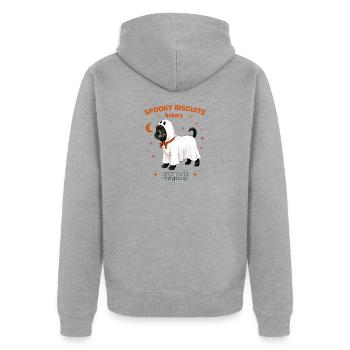 Ghost Pup Bäckerei-Tee - Unisex Premium Bio Zip Hoodie - Grau meliert - Hinten - Nico (187cm)