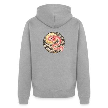 Axolotl Drache – Mystischer Asiatischer Drache - Unisex Premium Bio Zip Hoodie - Grau meliert - Hinten - Nico (187cm)