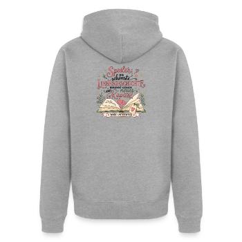 Babyankündigung Liebesgeschichte Schwangerschaft - Unisex Premium Bio Zip Hoodie - Grau meliert - Hinten - Nico (187cm)
