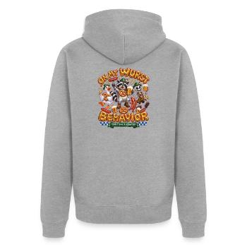 Auf meinem Wurst Behavior Bier Festival - Unisex Premium Bio Zip Hoodie - Grau meliert - Hinten - Nico (187cm)