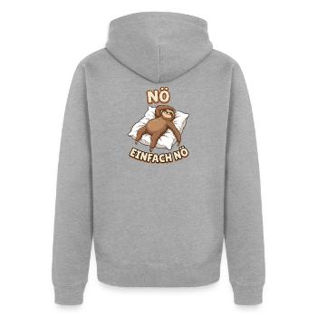 Nö Einfach Nö Faultier Lustiger Spruch - Unisex Premium Bio Zip Hoodie - Grau meliert - Hinten - Nico (187cm)
