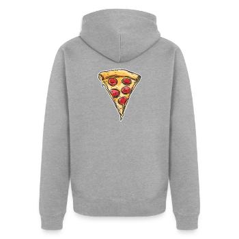 Pizza Retro - Unisex Premium Bio Zip Hoodie - Grau meliert - Hinten - Nico (187cm)