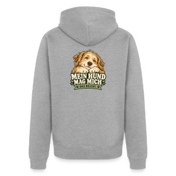 Mein Hund Mag Mich – Das Reicht - Unisex Premium Bio Zip Hoodie - Grau meliert - Hinten - Nico (187cm)