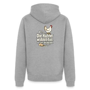 Hühnerhalter Hühnerhaltung Hühner Spruch - Unisex Premium Bio Zip Hoodie - Grau meliert - Hinten - Nico (187cm)