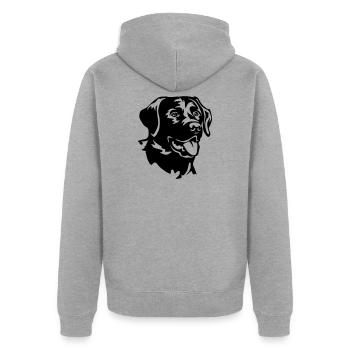 Labrador Head - Unisex Premium Organic Zip Hoodie - heather grey - Back - Nico (187cm)