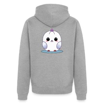 Kawaii White Chick with Purple Accents - Unisex Premium Organic Zip Hoodie - heather grey - Back - Nico (187cm)