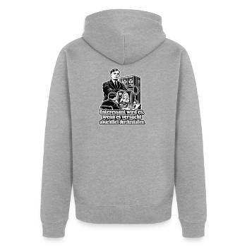 Turing Test - Unisex Premium Bio Zip Hoodie - Grau meliert - Hinten - Nico (187cm)