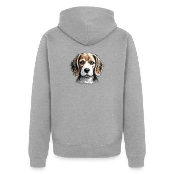 Beagle Line Portrait - Unisex Premium Bio Zip Hoodie - Grau meliert - Hinten - Nico (187cm)