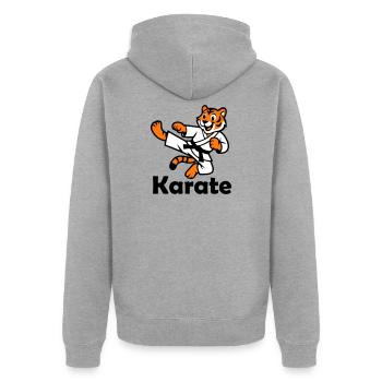 Karate Tiger - Unisex Premium Organic Zip Hoodie - heather grey - Back - Nico (187cm)