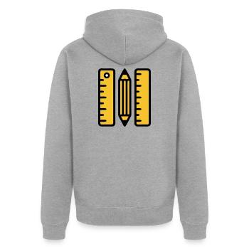 Pen Rulers Drawing Architecture - Unisex Premium Organic Zip Hoodie - heather grey - Back - Nico (187cm)