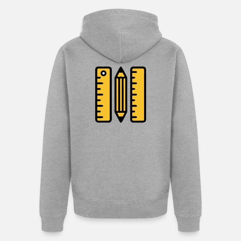 Règles-stylo dessinant l’architecture - Veste à capuche bio Premium Unisexe - gris chiné