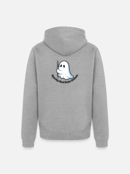 Chibi-Geist mit Essstäbchen - Unisex Premium Bio Zip Hoodie - Grau meliert