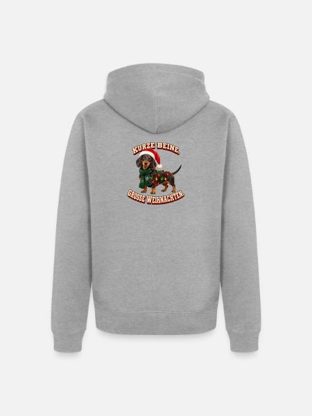 Kurze Beine Große Weihnachten - Unisex Premium Bio Zip Hoodie - Grau meliert