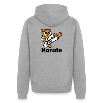 Karate Owl - Unisex Premium Organic Zip Hoodie - heather grey - Back - Nico (187cm)