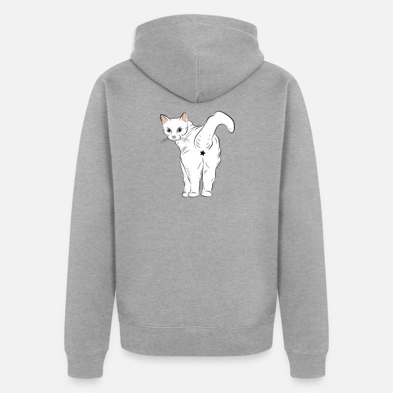 Chat blanc avec logo étoile - Veste à capuche bio Premium Unisexe - gris chiné