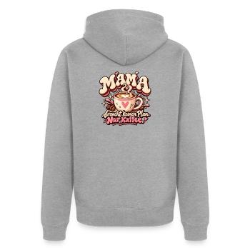 Mama braucht keinen Plan – Nur Kaffee - Unisex Premium Bio Zip Hoodie - Grau meliert - Hinten - Nico (187cm)